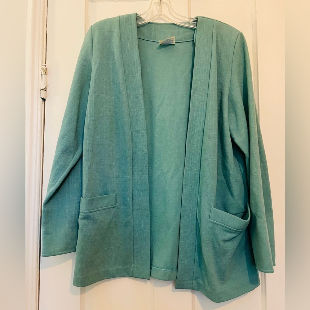 Vintage Weekenders Teal Open-Front Cardigan-jacket